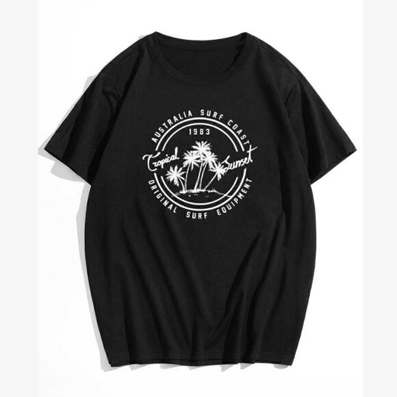 ROMWE Other - New! Guys Tropical & Letter Print Tee XXL